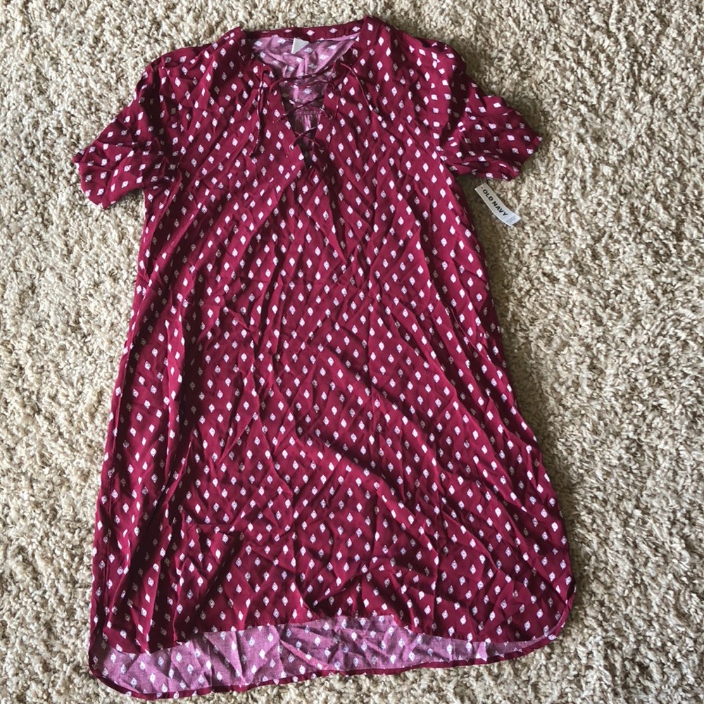 Red dress with white designs